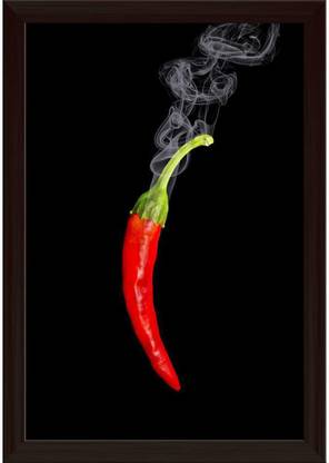 Photo of Red Hot Chili Pepper Paper Poster Dark Brown Frame | Top Acrylic Glass 13inch x 19inch (33cms x 48.3cms) Paper Print