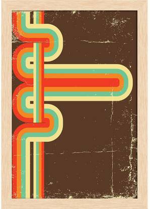 Retro Abstract Design D3 Paper Poster Natural Brown Frame Paper Print