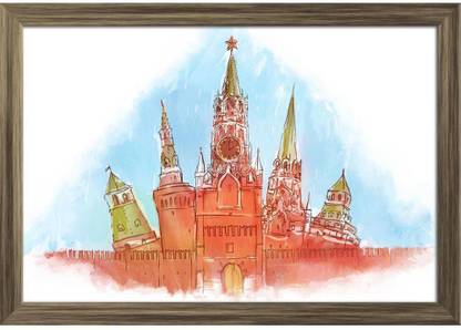 Russia Moscow Kremlin Watercolor Paper Print