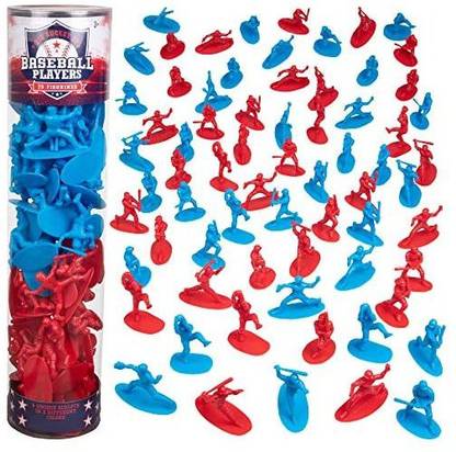 Scs Direct Baseball Player Action Figure Guys - 70 pc Set - Mini Toy Figurines for Open Play, Dioramas, Cake Toppers and Party Deco