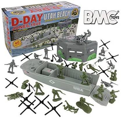 BMC Toys WW2 D-Day Plastic Army Men - Utah Beach 40pc Soldier Figures Playset