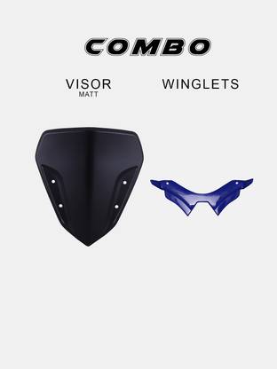 JB Racing COMBO OF MT 15 IMPORTED SHORT VISOR -MATTE + MT 15 WINGLET BLUE Bike Fairing Kit