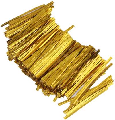 VEDANSHI 800 Pcs Metallic Twist Ties for Candy Lollipop Cake Pop Cello Bag Gold Aluminium, Cast Iron Standard Cable Tie