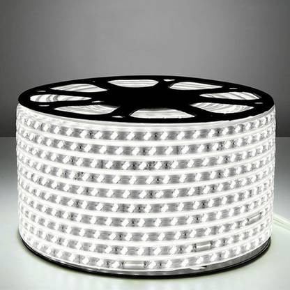 Hybrix LED Strip Ceiling Cove Strip Rope Light, (15 Mtr.) Double Row (120 LED Per Mtr), Waterproof IP67 & Flexible With Adaptor/Connector, 220v AC, Super Bright Cool WHITE Color Recessed Ceiling Lamp