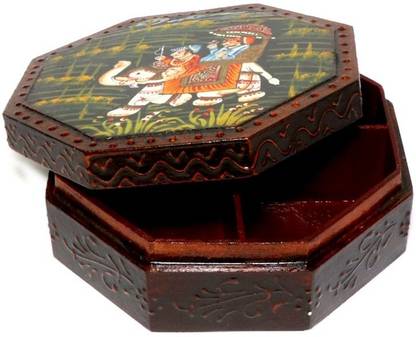 IndiCart Supari Wood Decorative Dry Fruit Box For Gift Wood Decorative Platter