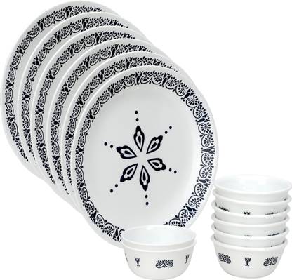 CORELLE Pack of 14 Glass Florentia 14 Pieces Dinner Set Dinner Set