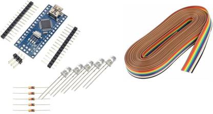 Ultragenix Arduino Nano With 2M Rainbow Wire Kids (1k5resister,5LED,Secret Surprise Free) Educational Electronic Hobby Kit