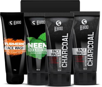 BEARDO Neem Facewash, Turmeric Facewash and Activated Charcoal Facewash Combo Face Wash