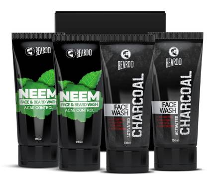 BEARDO Neem Facewash and Activated Charcoal Facewash Combo Face Wash