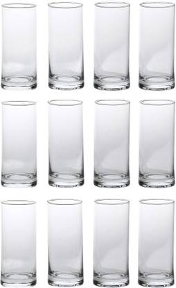 1st Time (Pack of 12) New Stylish & Designer Baverage Tumbler Multipurpose Clear Glass -GL63 (Set Of 12) Glass Set Water/Juice Glass