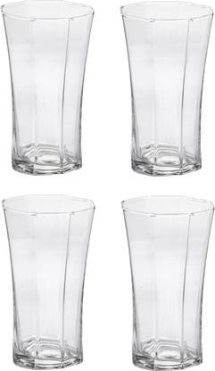 1st Time (Pack of 4) Multipurpose Designer But Transparant Four Glass Set No_2136 Glass Set Water/Juice Glass