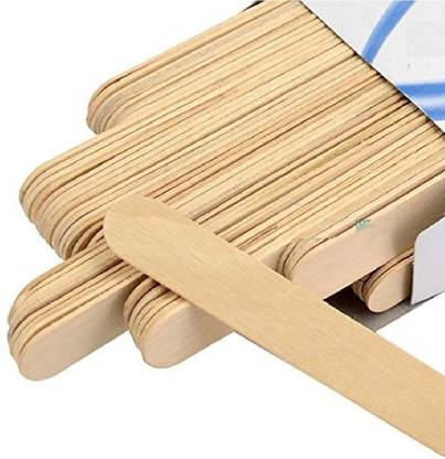 अवनीश वुडन केयर स्पैटुलास एप्लिकेटर्स हार्ड वैक्स वुडन स्टिक फुल बॉडी हेयर रिमूवल वैक्सिंग स्ट्रिप्स (100 स्ट्रिप्स) के लिए स्ट्रिप