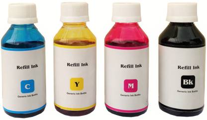 DotInk Canon IP Cartridge 4*100 ml Multicolor Refill Ink Compatible with IP-2770, IP-2772 & IP-7270 Printer Black + Tri Color Combo Pack Ink Cartridge