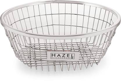 HAZEL Dish Drainer Kitchen Rack Steel Stainless Steel Dish Drainer Bowl Bartan Basket Utensil Drying Rack Round Medium Stand for Kitchen
