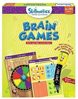 Skillmatics Educational Game: Brain Games (6-99 Years) | Erasable and Reusable Activity Mats | Travel Toy with Dry Erase Marker | Lea