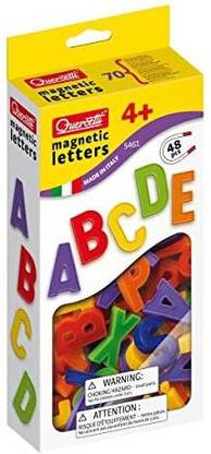 Quercetti Magnetic Uppercase Letters - 48 Piece Alphabet Magnet Set in Assorted Colors (Made in Italy)