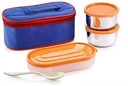 LOGICWARE Stainless Still Lunch box Tifin box with 3 Container Scool Lunch Box Office Lunch Box Tifin Box 3 Containers Lunch Box