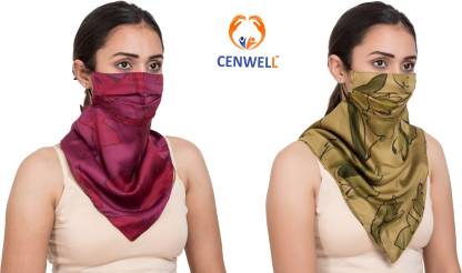 CENWELL 100 % Cotton Super soft Scarf Mask with Multi-Use - Neckerchief, Headband , Wristband, Mask, Hair-band, Balaclava Face Mask, Face scarf, seamless Mask, Beanie, Bandana, Mouth Mask -Designer Printed Fashionable Stylish Anti-pollution Protective100% soft cotton rayon Scarves with Mask with Adjustable Ear loops for Men , Women, Ladies , girls , teens - Winters Exclusive PRINTED MASK WITH SCARF Reusable, Washable Cloth Mask With Melt Blown Fabric Layer