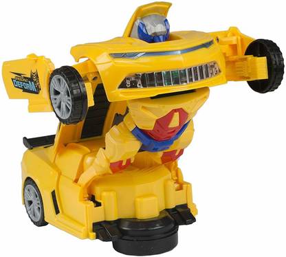 TKT Car Converting To Robot Transformer Toy For Kids (Yellow) (Multi color)
