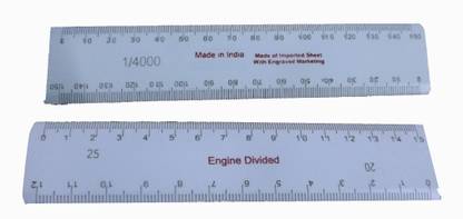 Simrah Patwari Scale 6 Inch Imported Sheet With Engraved Marking Both Sides Ruler (Set of 2, White) Ruler