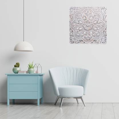 Renart Malaga Hand Crafted MDF Wood Carving Decorative Square Wall Panel Grey Copper (40.64 X 40.64) Cm