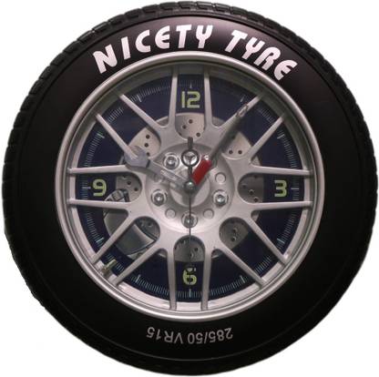 MANA BAZAAR NICETY TYRE WALL CLOCK/ LATEST EDITION WALL CLOCK/UNIQUE TIME PIECE /HOME DÉCOR TYRE WALL CLOCK (40X10X40)