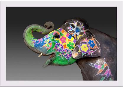 Elephant Decorated For Holi In Jaipur India Paper Print