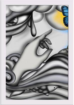 Colorful Butterflies & Rainbow Paper Poster White Frame Paper Print