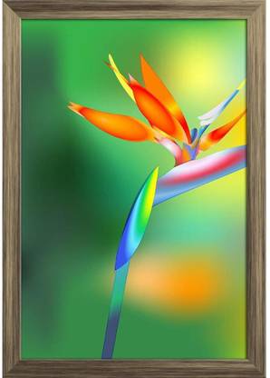 Bird Of Paradise Flower D2 Paper Poster Antique Golden Frame Paper Print