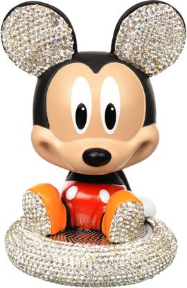 Vision i Dashboard Air Freshener Blocks Mickey Mouse - Stone Studded Bobble Head - Car Perfume - White