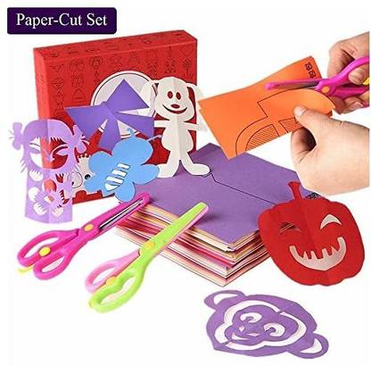 qiaoniuniu Fun Paper-Cut Set; Paper Cutting; Paper Art; Scissor Skills Activity Cutting Book; Kids Scissors Crafts Kits Preschool-1