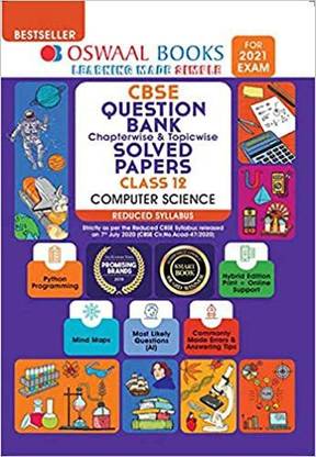 Oswaal Cbse Question Bank Class 12 Computer Science Chapterwise & Topicwise Solved Papers (Reduced Syllabus) (for 2021 Exam)