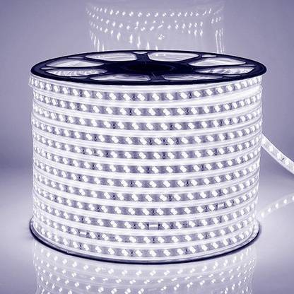Hybrix LED Strip Ceiling Cove Strip Rope Light, 60 Mtr Length (30Mtr.X2) Double Row (120 LED Per Mtr), Waterproof IP67 & Flexible With Free Adaptor/Connector, 220v AC, Super Bright Cool WHITE Color Recessed Ceiling Light Ceiling Lamp