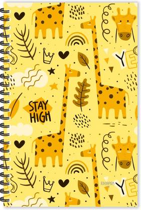 ESCAPER Stay High Giraffe Doodle Diary (Ruled - A5 Size - 8.5 x 5.5 inches), Animal Doodle Diary, Doodle Pattern Diary A5 Diary Ruled 80 Pages