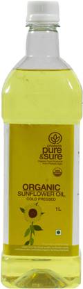 Pure & Sure Organic Sunflower Oil-1ltr Sunflower Oil Plastic Bottle