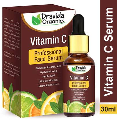 Dravida Organics Professional Vitamin C Serum + Moisturiser - for Soft & Radiant Skin With Antioxidants, Hyaluronic Acid & Aloe Vera Extract