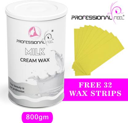 PROFESSIONAL FEEL milk cream wax with 32 wax strips, milk wax Hair Removal advance formula Wax