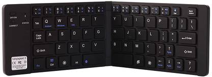 Concept Kart Foldable QWERTY Aluminum Keyboard, Mini Pocket Sized, Rechargeable Bluetooth Wireless with Mobile Phone Stand for iOS, Android and Windows Tabs, Smartphones Wireless Handheld Multi-device Keyboard Compatible with Desktop, Laptop, Mac