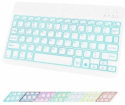 Concept Kart Universal Backlit 7-Colors Ultra Light & Slim Portable Wireless Bluetooth Keyboard for iOS iPad, Air, Android, Windows Tablets PC Smartphone with Built in Rechargeable Battery Bluetooth Handheld Multi-device Keyboard Compatible with Desktop, Laptop, Mac