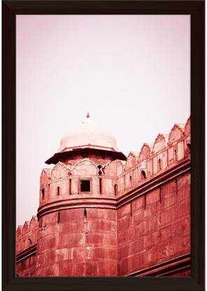 Artzfolio ArtzFolio Red Fort Historic Landmark in Old Delhi, India Tabletop Painting Dark Brown Frame 8inch x 11.5inch (20.3cms x 29.2cms) Digital Reprint 8.5 inch x 12 inch Painting