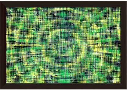 Artzfolio ArtzFolio Green Yellow & Black Abstract Background Canvas Painting Dark Brown Synthetic Frame 23.5inch x 16inch (59.8cms x 40.6cms) Digital Reprint 16 inch x 23.5 inch Painting