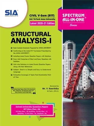 Structural Analysis-I, B.E/B.Tech V-Semester (R-17) (Anna University) CIVIL Engineering, Latest 2020-21 Edition