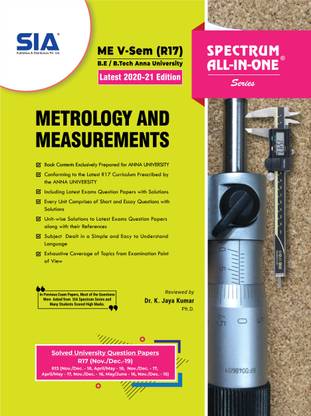 Metrology And Measurements, B.E/B.Tech V-Semester (R-17) (Anna University) Mechanical Engineering (ME), Latest 2020-21 Edition