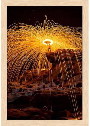 Fire Show D2 Paper Poster Natural Brown Frame Paper Print