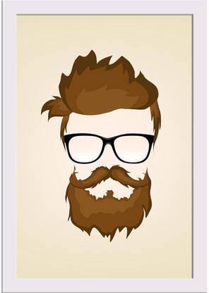 Mustache, Beard & Hairstyle Paper Poster White Frame Paper Print