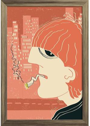 Man With Smoking Sigaret Paper Poster Paper Print