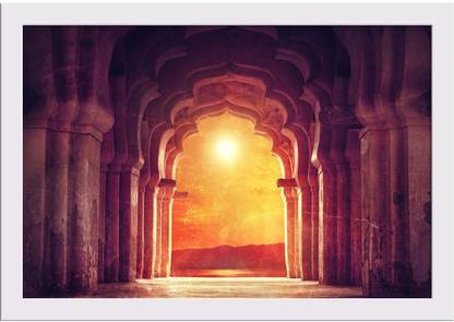 Old Ruined Arch In Ancient Temple Paper Poster White Frame Paper Print