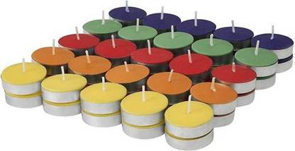 SUYESHA ENTERPRISES Suyesha Wax Tea-Light MultiColour Candles (Set of 50, Unscented) Candle