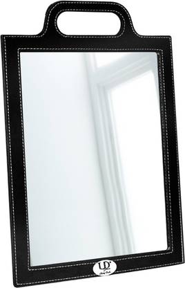 UD Rectangular Shaped Leather Coated Mirror With Easy Handle "12x10"inches.