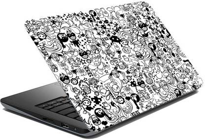 BRITISH TERMINAL Black And White Pattern Laptop Skin Fully Waterproof Vinyl Sticker, All Black and White Pattern Collection For All Models (12X16inch) lap5151 Vinyl Laptop Skin Compatible for 16.1 inch